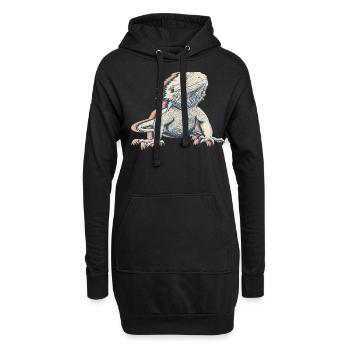 Bartagame Eidechse Retro Line Art - Hoodie-Kleid - Schwarz - Vorne