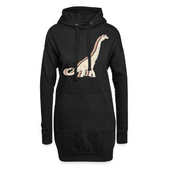 Brachiosaure dinosaure Retro Line Art - Sweat-shirt à capuche long Femme - noir - Devant