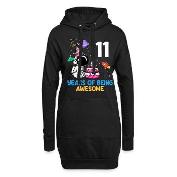 11 ans d’aventure d’anniversaire d’astronaute - Sweat-shirt à capuche long Femme - noir - Devant