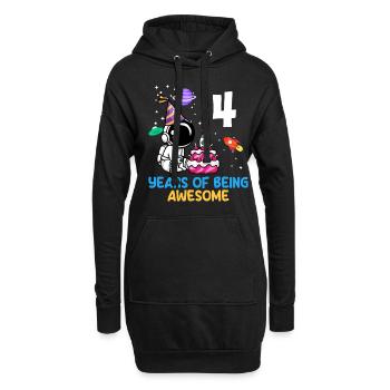 Vier Jahre Voller Astronautenabenteuer - Hoodie-Kleid - Schwarz - Vorne