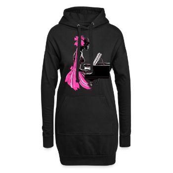 Coquette Bogen Pianist Klavier Mädchen Mom Mütter - Hoodie-Kleid - Schwarz - Vorne