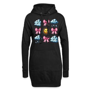 Kokette Bogen Meteorologie Sonne Wolken - Hoodie-Kleid - Schwarz - Vorne