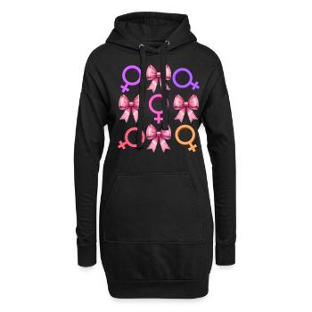 Kokette Schleife Feministisches Symbol Feminismus - Hoodie-Kleid - Schwarz - Vorne