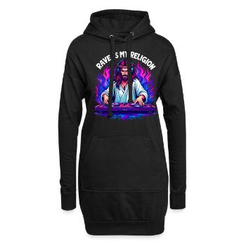Rave Techno House Party EDM Festival Goa Electro - Hoodie-Kleid - Schwarz - Vorne