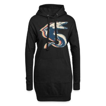 Mosasaure dinosaure Retro Line Art - Sweat-shirt à capuche long Femme - noir - Devant