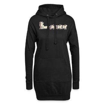 Mushing Sled Dog Sledding Retro Line Art - Hoodie-Kleid - Schwarz - Vorne