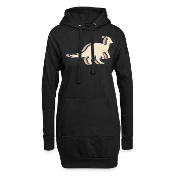 Parasaurolophus dinosaure Retro Line Art - Sweat-shirt à capuche long Femme - noir - Devant