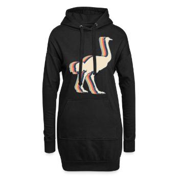 Strauß Tier Retro Line Art - Hoodie-Kleid - Schwarz - Vorne