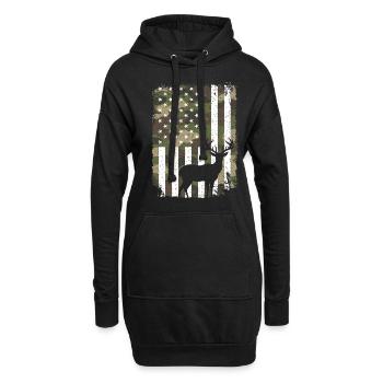 Cerf cerf sur camouflage drapeau américain pour chasseur de cerf - Sweat-shirt à capuche long Femme - noir - Devant