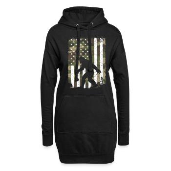 Bigfoot Sasquatch sur camouflage Drapeau US Camouflage rétro - Sweat-shirt à capuche long Femme - noir - Devant