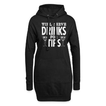 Le barman servira des boissons pour les pourboires - Sweat-shirt à capuche long Femme - noir - Devant