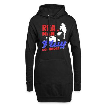 Echte Männer Spielen Cornhole Liebhaber - Hoodie-Kleid - Schwarz - Vorne