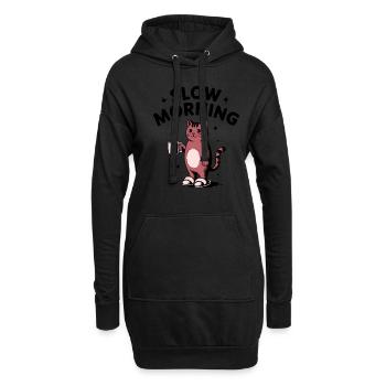 Slow Morning Coffee Katze - Hoodie-Kleid - Schwarz - Vorne