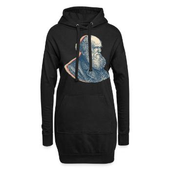 Charles Darwin Evolutionstheorie Retro-Linienkunst - Hoodie-Kleid - Schwarz - Vorne