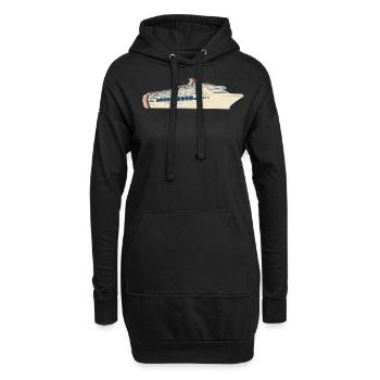 Kreuzfahrt Kreuzfahrt-Urlaub Retro Line Art - Hoodie-Kleid - Schwarz - Vorne