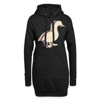 Canard Oie Rétro Line Art - Sweat-shirt à capuche long Femme - noir - Devant