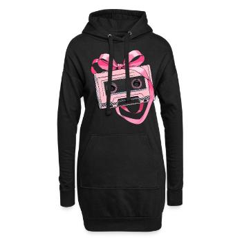 Coquette Bow Kassettenband 80er Jahre Retro - Hoodie-Kleid - Schwarz - Vorne