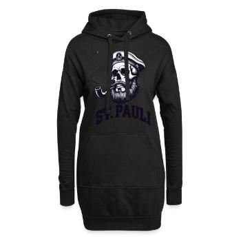 St.Pauli Kiez Hamburg Totenkopf Sankt Pauli - Sweat-shirt à capuche long Femme - noir - Devant