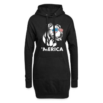Pitbull Terrier mit Sonnenbrille 4. Juli Merica - Hoodie-Kleid - Schwarz - Vorne
