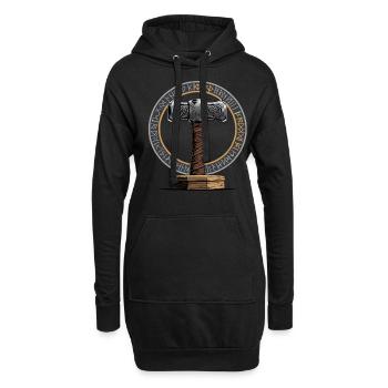 Wikinger Hammer Krieger Walhalla Runenkreis Thor - Hoodie-Kleid - Schwarz - Vorne