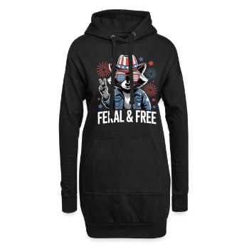 Raton laveur patriotique sauvage et libre - Sweat-shirt à capuche long Femme - noir - Devant