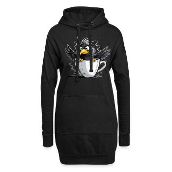 Vogel Keinen Bock Kaffee Bevor Du Fragst Nein - Hoodie-Kleid - Schwarz - Vorne