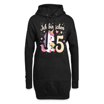 Licorne mignonne 5e anniversaire pour les filles - Sweat-shirt à capuche long Femme - noir - Devant