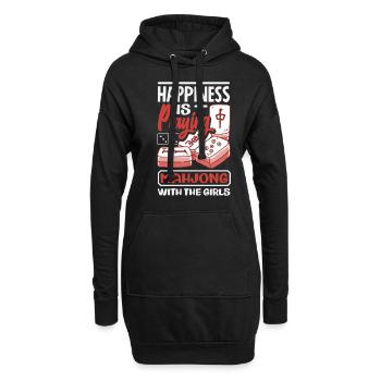 Le bonheur, c’est de jouer au mahjong avec les filles - Sweat-shirt à capuche long Femme - noir - Devant