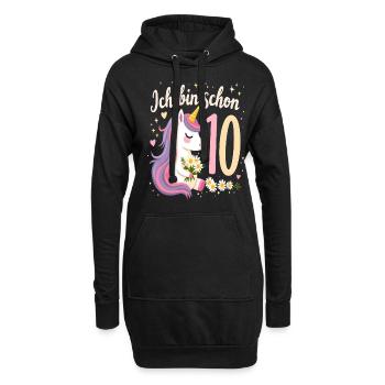 Licorne mignonne 10e anniversaire pour les filles - Sweat-shirt à capuche long Femme - noir - Devant