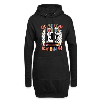 Geburtstagsshirt Trampolin Geburtstag 4 Jahre - Hoodie-Kleid - Schwarz - Vorne