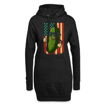 USA Patriotische Gurke Mit Sonnenbrille - Hoodie-Kleid - Schwarz - Vorne