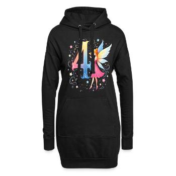 Douce Fée 4ème Anniversaire pour les filles - Sweat-shirt à capuche long Femme - noir - Devant