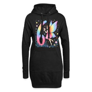 Douce Fée 6ème Anniversaire pour les filles - Sweat-shirt à capuche long Femme - noir - Devant