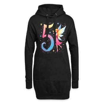 Douce Fée 5ème Anniversaire pour les filles - Sweat-shirt à capuche long Femme - noir - Devant