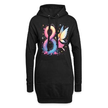 Douce Fée 8ème Anniversaire pour les filles - Sweat-shirt à capuche long Femme - noir - Devant