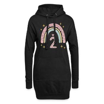 Coeur mignon 2e anniversaire et design arc-en-ciel - Sweat-shirt à capuche long Femme - noir - Devant