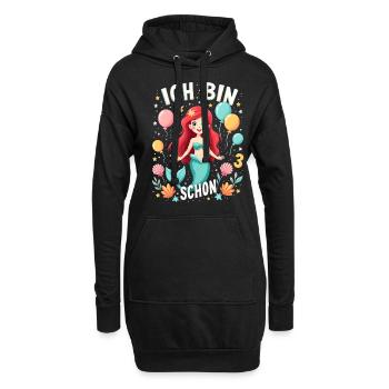 J’ai déjà 3 sirène fille d’anniversaire - Sweat-shirt à capuche long Femme - noir - Devant