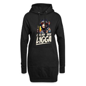 Lustige DJ Affe mit Sonnenbrille Chill deine Base - Hoodie-Kleid - Schwarz - Vorne