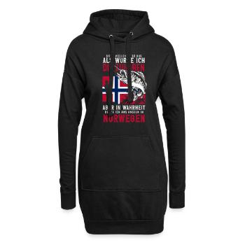 Norvège Pêche Dire Drôle Design - Sweat-shirt à capuche long Femme - noir - Devant