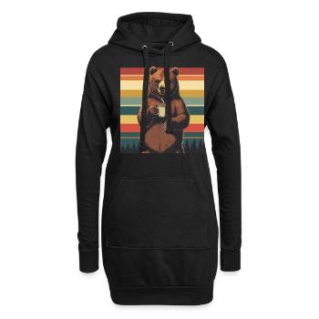 Grimmiger Bär Kaffeetasse Bären Kaffee Müde - Hoodie-Kleid - Schwarz - Vorne