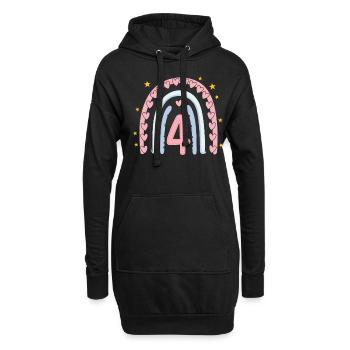 Süßes 4. Geburtstag Herz & Regenbogen Design - Hoodie-Kleid - Schwarz - Vorne