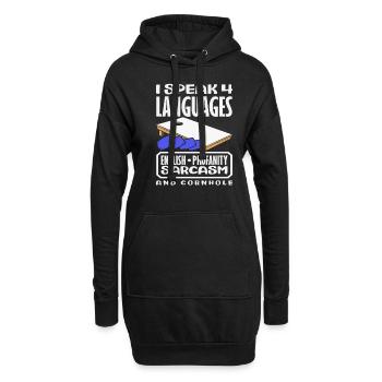 Ich Spreche Vier Sprachen Cornhole Spieler - Hoodie-Kleid - Schwarz - Vorne