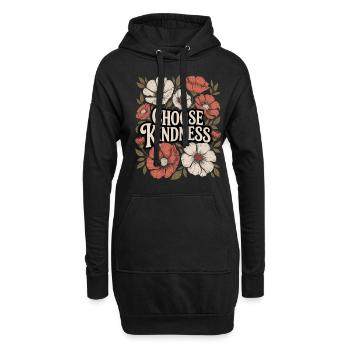 Choisissez la gentillesse boho fleurs vintage - Sweat-shirt à capuche long Femme - noir - Devant