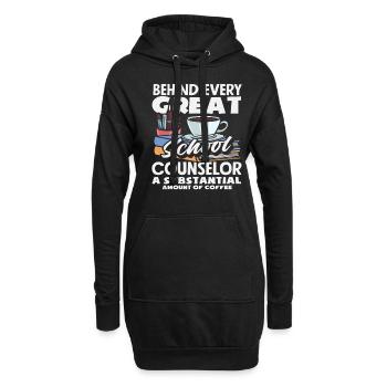 Hinter Jedem Großen Schulberater Eine Menge Kaffee - Hoodie-Kleid - Schwarz - Vorne