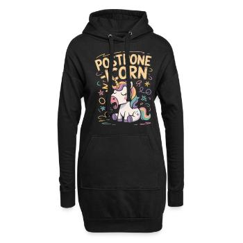 Postpone-Icorn Lustiges Prokrastination Einhorn - Hoodie-Kleid - Schwarz - Vorne