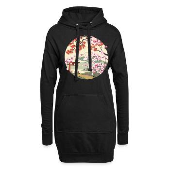 Japonais Asie Sakura Blossom - Sweat-shirt à capuche long Femme - noir - Devant