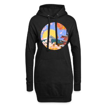 Japonais Asie Sakura Blossom - Sweat-shirt à capuche long Femme - noir - Devant