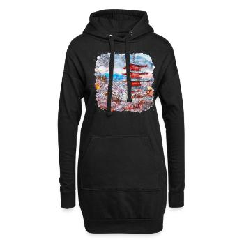Japonais Asie Sakura Blossom - Sweat-shirt à capuche long Femme - noir - Devant