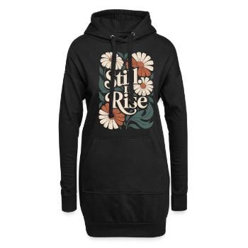 Boho Blume Vintage Zitat: Still I Rise - Hoodie-Kleid - Schwarz - Vorne