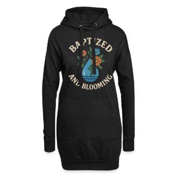 Getauft Und Erblühend Blumen Motiv - Hoodie-Kleid - Schwarz - Vorne